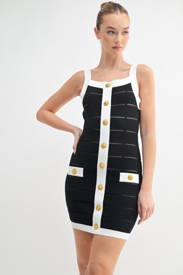 Iconic Button-up Bodycon Dress/Black
