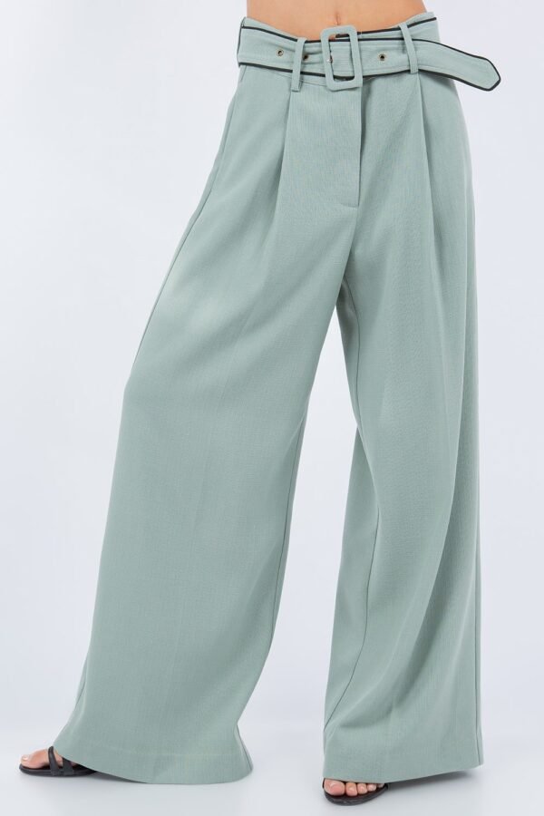 Belted Structure Trousers/Sage