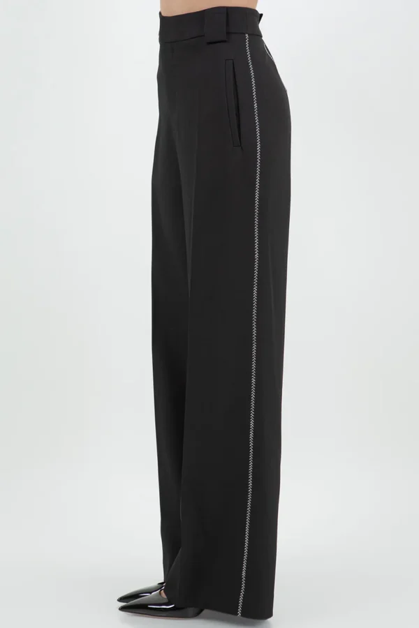 Stitch Detailed Straight Leg Trousers/Black - Image 3