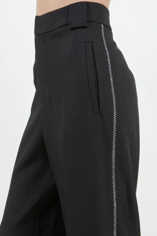 Stitch Detailed Straight Leg Trousers/Black - Image 5