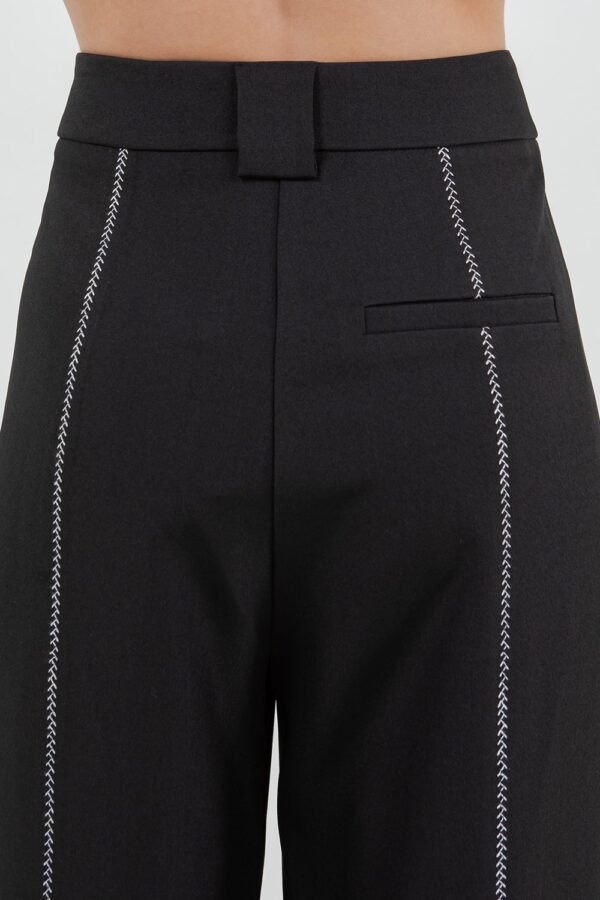 Stitch Detailed Straight Leg Trousers/Black - Image 6