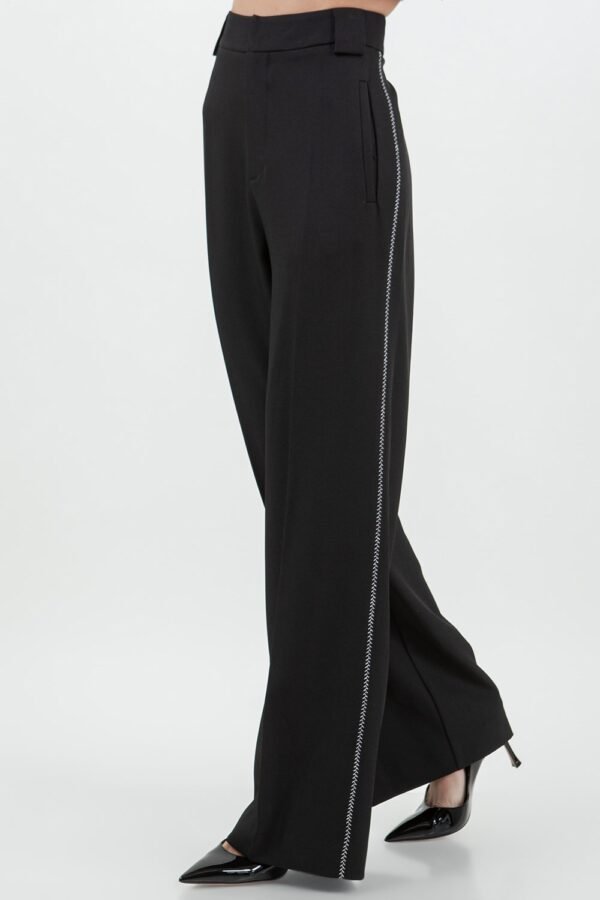Stitch Detailed Straight Leg Trousers/Black - Image 2