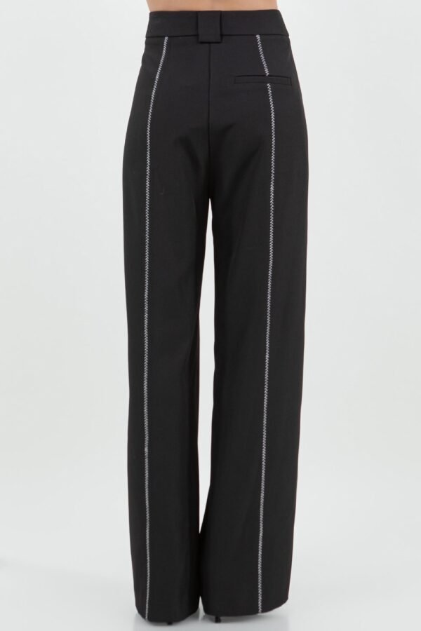 Stitch Detailed Straight Leg Trousers/Black - Image 4