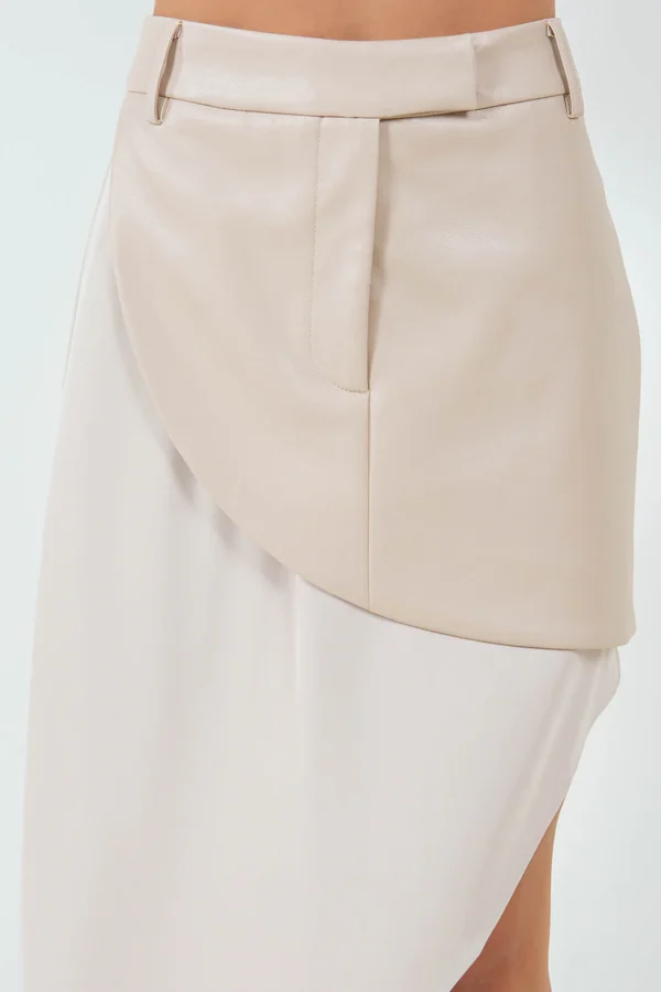 Asymmetrical Midi Skirt/Beige - Image 6