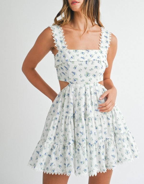 Floral Fantasy Cut-out Babydoll Mini Dress
