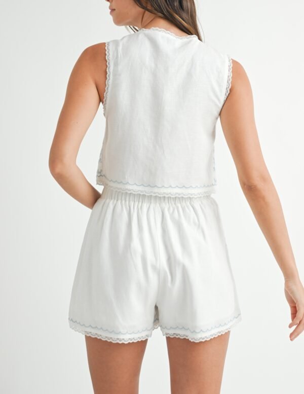 Tied & True Embroidered Crop Top And Shorts Set - Image 5