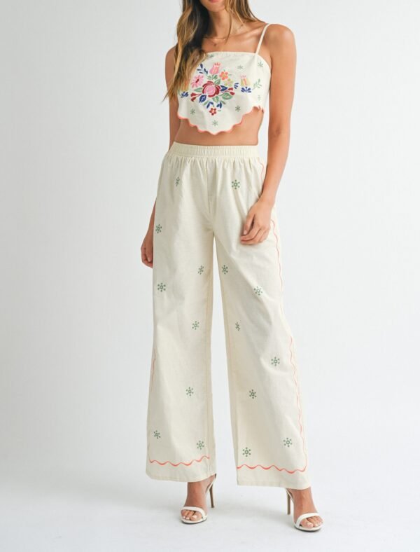 Sunwoven Embroidered Scarf Top And Pants Set - Image 4