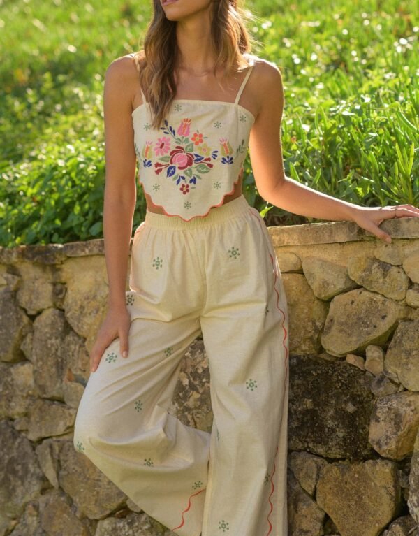 Sunwoven Embroidered Scarf Top And Pants Set - Image 2