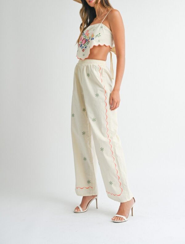 Sunwoven Embroidered Scarf Top And Pants Set - Image 5