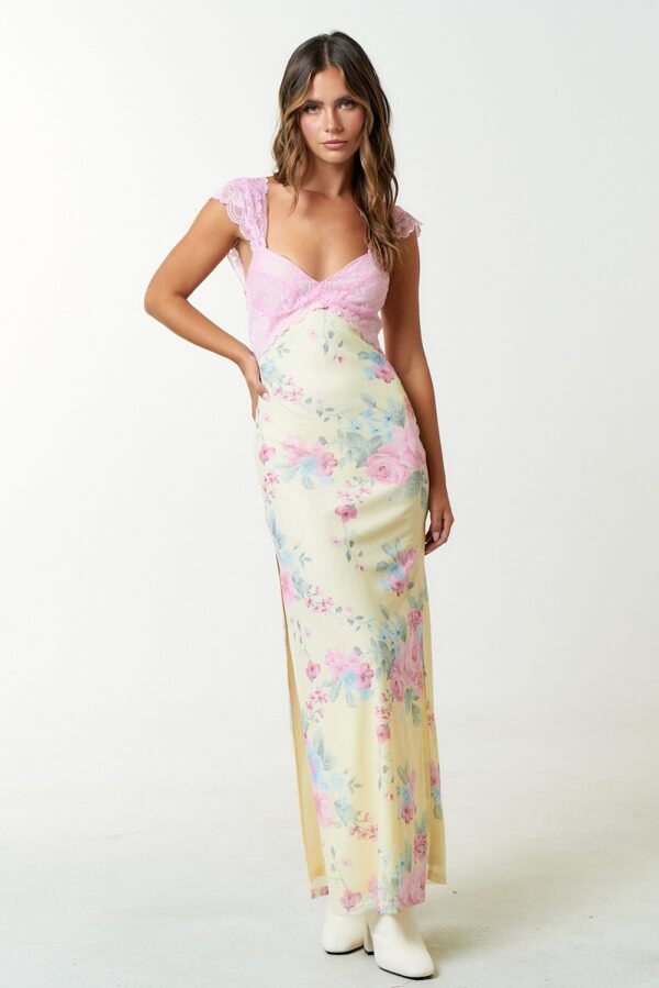 Mila in Mesh Floral Print Maxi Dress - Image 3